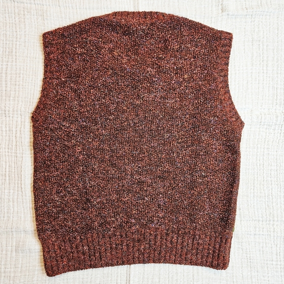 Vintage 70s Checkerboard Boucle Knit Vest Green, Blue, Orange Small - Picture 8 of 11